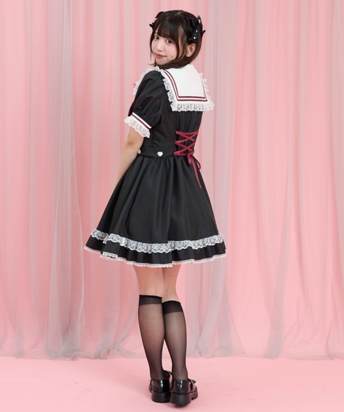 Secret Honey（シークレットハニー）の「ハート刺繍セーラーカラーワンピース（ワンピース・レディース・グレー/ブラック/ピンク・MEDIUM）」の13枚目の写真