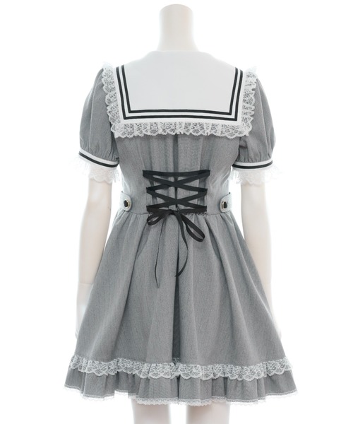 Secret Honey（シークレットハニー）の「ハート刺繍セーラーカラーワンピース（ワンピース・レディース・グレー/ブラック/ピンク・MEDIUM）」の15枚目の写真