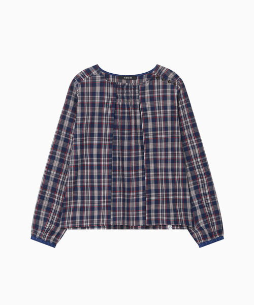 OHESHIO（オヘシオ）の「SMOCKED SHIRRING BLOUSE, NAVY CHECK（シャツ/ブラウス・レディース・その他・FREE）」の8枚目の写真