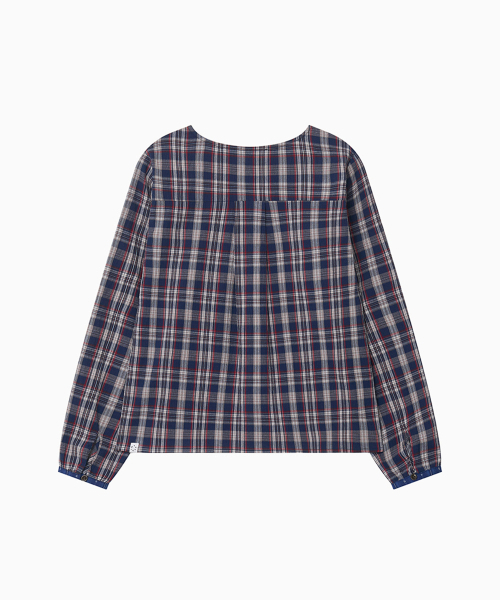 OHESHIO（オヘシオ）の「SMOCKED SHIRRING BLOUSE, NAVY CHECK（シャツ/ブラウス・レディース・その他・FREE）」の9枚目の写真