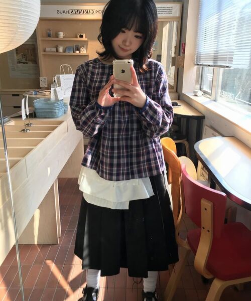 OHESHIO（オヘシオ）の「SMOCKED SHIRRING BLOUSE, NAVY CHECK（シャツ/ブラウス・レディース・その他・FREE）」の12枚目の写真