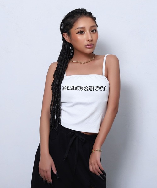 BLACKQUEEN(ブラッククイーン)の「【BLACKQUEEN】ロゴベアトップ(キャミソール・レディース・ミント/ブラック/ホワイト・M)」の4枚目の写真
