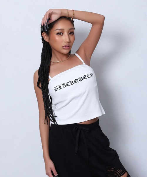 BLACKQUEEN(ブラッククイーン)の「【BLACKQUEEN】ロゴベアトップ(キャミソール・レディース・ミント/ブラック/ホワイト・M)」の5枚目の写真