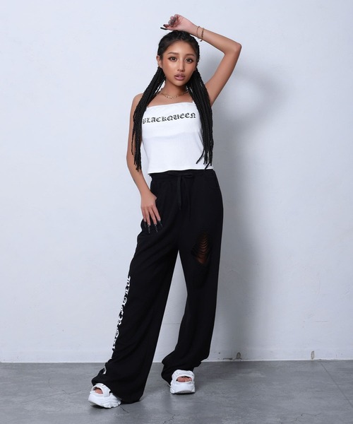 BLACKQUEEN(ブラッククイーン)の「【BLACKQUEEN】ロゴベアトップ(キャミソール・レディース・ミント/ブラック/ホワイト・M)」の8枚目の写真