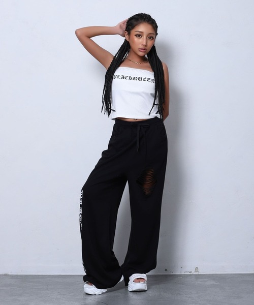 BLACKQUEEN(ブラッククイーン)の「【BLACKQUEEN】ロゴベアトップ(キャミソール・レディース・ミント/ブラック/ホワイト・M)」の9枚目の写真