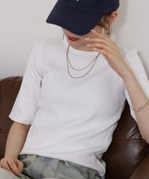 OMNES（オムネス）の「接触冷感 リブ5分袖Tシャツ（Tシャツ/カットソー）」