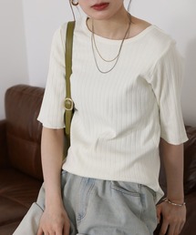OMNES（オムネス）の「接触冷感 リブ5分袖Tシャツ（Tシャツ/カットソー）」