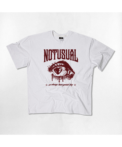 NOTUSUAL(ノットユージュアル)の「レッドアイ オーバーサイズ 半袖Tシャツ 4カラー(Tシャツ/カットソー・レディース・ホワイト/ブラック/ライトホワイト/ネイビー・SMALL/MEDIUM/LARGE/X-LARGE)」の1枚目の写真