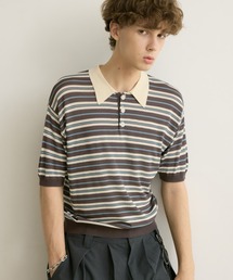 PBLIM | 《UNISEX/接触冷感》シアボーダーポロ 配色デザイン / ポロ襟 / マルチボーダー(ポロシャツ)