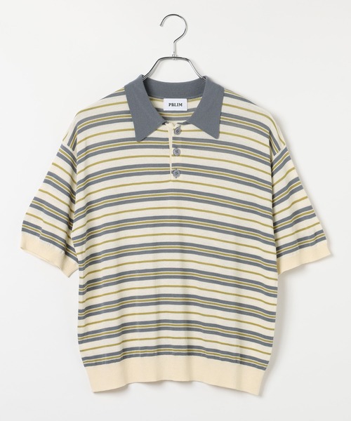 PBLIM(ページボーイリム)の「《UNISEX/接触冷感》シアボーダーポロ 配色デザイン / ポロ襟 / マルチボーダー(ポロシャツ・レディース・ホワイト系/ネイビー系/グレー系・FREE)」の12枚目の写真