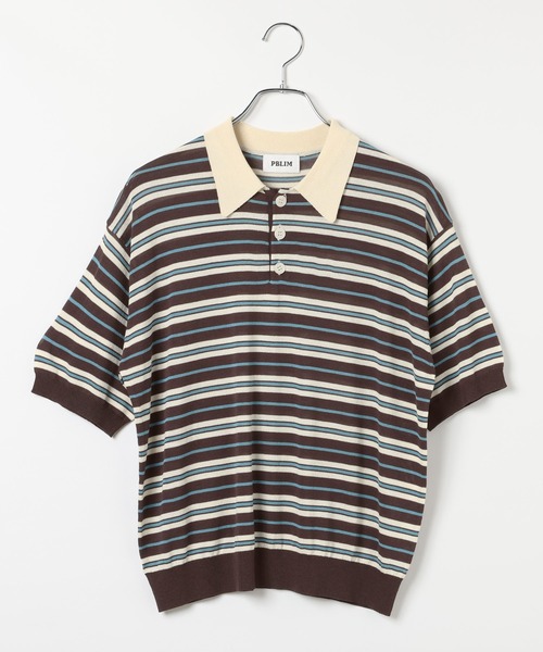 PBLIM(ページボーイリム)の「《UNISEX/接触冷感》シアボーダーポロ 配色デザイン / ポロ襟 / マルチボーダー(ポロシャツ・レディース・ホワイト系/ネイビー系/グレー系・FREE)」の14枚目の写真