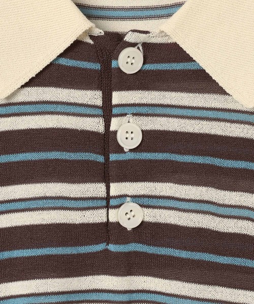 PBLIM(ページボーイリム)の「《UNISEX/接触冷感》シアボーダーポロ 配色デザイン / ポロ襟 / マルチボーダー(ポロシャツ・レディース・ホワイト系/ネイビー系/グレー系・FREE)」の15枚目の写真