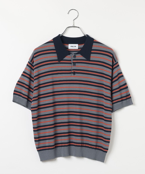 PBLIM(ページボーイリム)の「《UNISEX/接触冷感》シアボーダーポロ 配色デザイン / ポロ襟 / マルチボーダー(ポロシャツ・レディース・ホワイト系/ネイビー系/グレー系・FREE)」の16枚目の写真