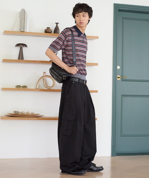 PBLIM(ページボーイリム)の「《UNISEX/接触冷感》シアボーダーポロ 配色デザイン / ポロ襟 / マルチボーダー(ポロシャツ・レディース・ホワイト系/ネイビー系/グレー系・FREE)」の10枚目の写真