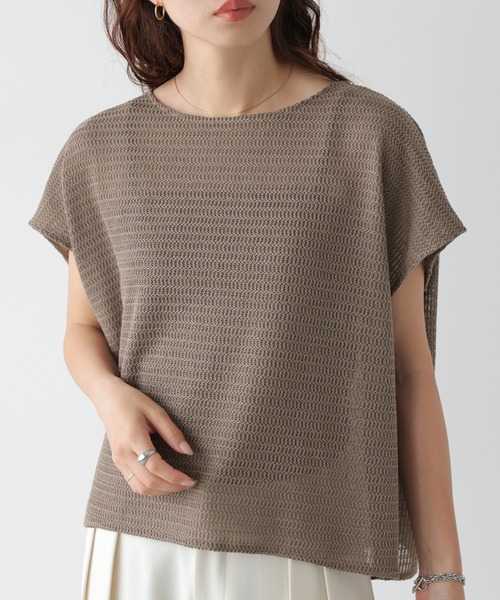 SUGAR BISKET（シュガービスケット）の「ワッフルニット メッシュ プルオーバー（Tシャツ/カットソー・レディース・ダークグレー/オフホワイト/ブラウン/ブラック・フリー）」の4枚目の写真