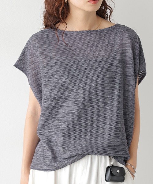 SUGAR BISKET（シュガービスケット）の「ワッフルニット メッシュ プルオーバー（Tシャツ/カットソー・レディース・ダークグレー/オフホワイト/ブラウン/ブラック・フリー）」の3枚目の写真
