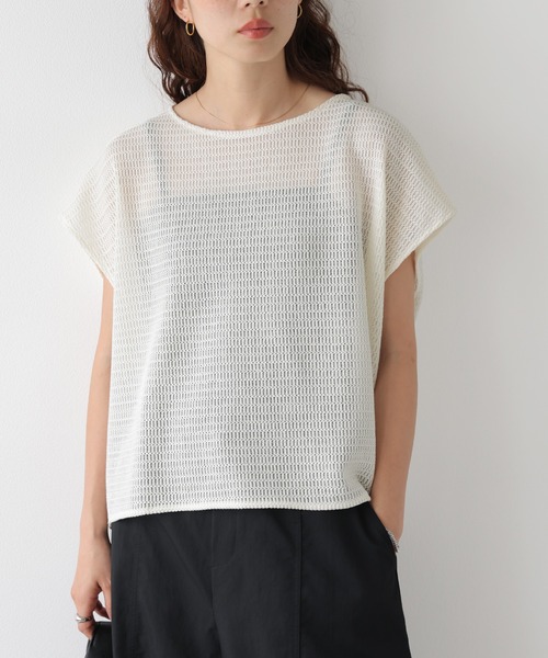 SUGAR BISKET（シュガービスケット）の「ワッフルニット メッシュ プルオーバー（Tシャツ/カットソー・レディース・ダークグレー/オフホワイト/ブラウン/ブラック・フリー）」の5枚目の写真