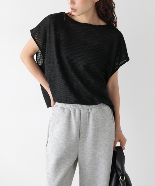 SUGAR BISKET（シュガービスケット）の「ワッフルニット メッシュ プルオーバー（Tシャツ/カットソー・レディース・ダークグレー/オフホワイト/ブラウン/ブラック・フリー）」の8枚目の写真