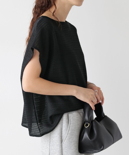 SUGAR BISKET（シュガービスケット）の「ワッフルニット メッシュ プルオーバー（Tシャツ/カットソー・レディース・ダークグレー/オフホワイト/ブラウン/ブラック・フリー）」の10枚目の写真