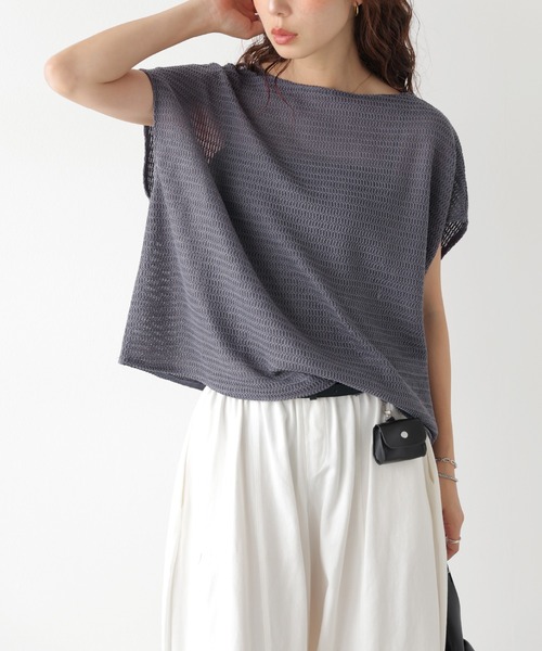 SUGAR BISKET（シュガービスケット）の「ワッフルニット メッシュ プルオーバー（Tシャツ/カットソー・レディース・ダークグレー/オフホワイト/ブラウン/ブラック・フリー）」の11枚目の写真