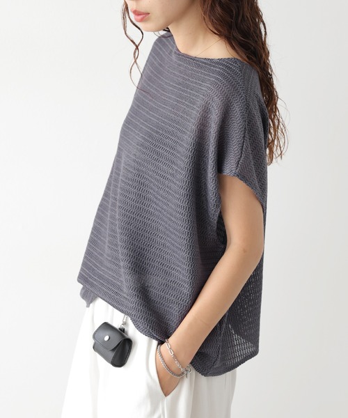 SUGAR BISKET（シュガービスケット）の「ワッフルニット メッシュ プルオーバー（Tシャツ/カットソー・レディース・ダークグレー/オフホワイト/ブラウン/ブラック・フリー）」の13枚目の写真
