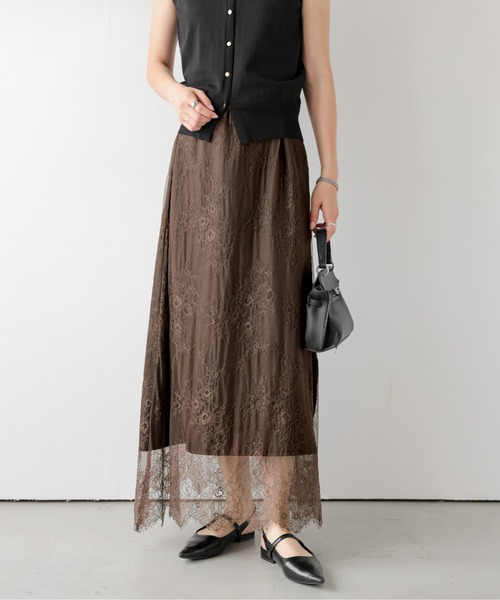 AMELY(エミリー)の「2WAYリバーシブル レーススカート(スカート・レディース・アイボリー/ブラウン/ブラック・フリー)」の1枚目の写真