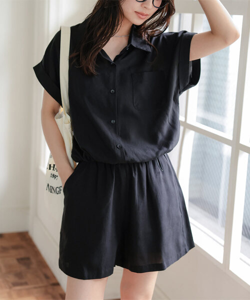 2点セット ] ドロストシャツ・ショートパンツセットアップ（シャツ