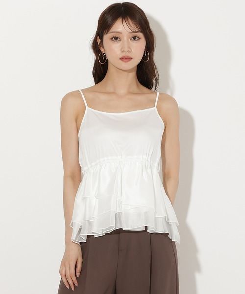 AND COUTURE(アンドクチュール)の「Wカラーフレンチスリーブカットプルオーバー×キャミセット(Tシャツ/カットソー・レディース・イエロー/アイボリー/ネイビー/ブラウン・FREE)」の17枚目の写真