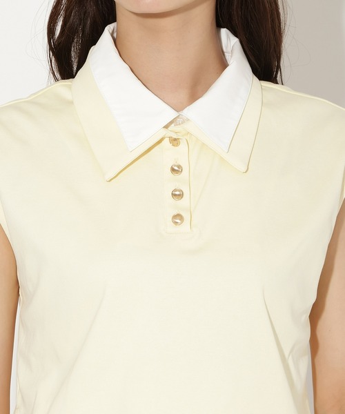 AND COUTURE(アンドクチュール)の「Wカラーフレンチスリーブカットプルオーバー×キャミセット(Tシャツ/カットソー・レディース・イエロー/アイボリー/ネイビー/ブラウン・FREE)」の11枚目の写真