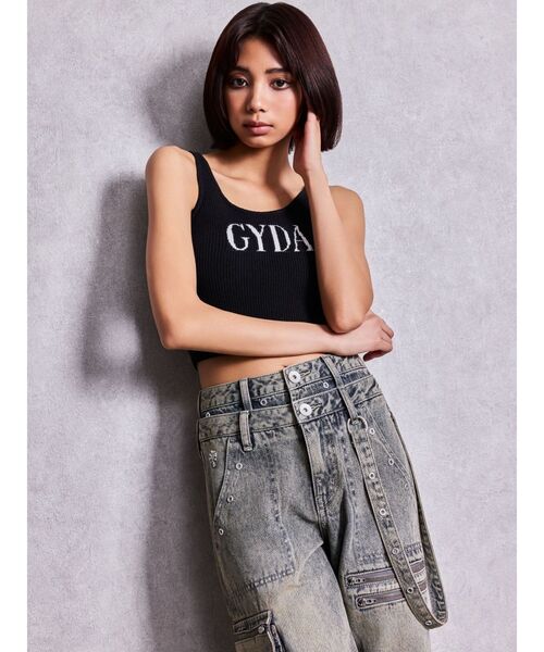 GYDA（ジェイダ）の「GYDA jacquardタンクニットトップス（タンクトップ・レディース・ブラック/オフホワイト/ベージュ/グレー・FREE）」の6枚目の写真