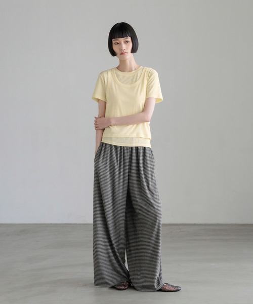 LOWRYS FARM(ローリーズファーム)の「ボーダーカットギャザーパンツ 1056895(その他パンツ・レディース・グレー/ホワイト×ブラック・FREE/SMALL)」の8枚目の写真