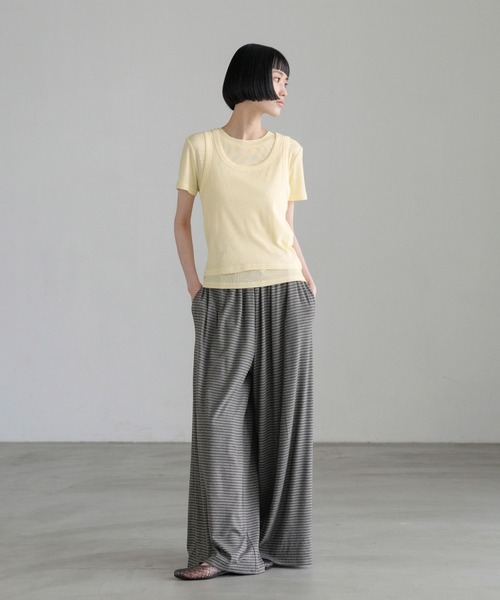LOWRYS FARM(ローリーズファーム)の「ボーダーカットギャザーパンツ 1056895(その他パンツ・レディース・グレー/ホワイト×ブラック・FREE/SMALL)」の9枚目の写真
