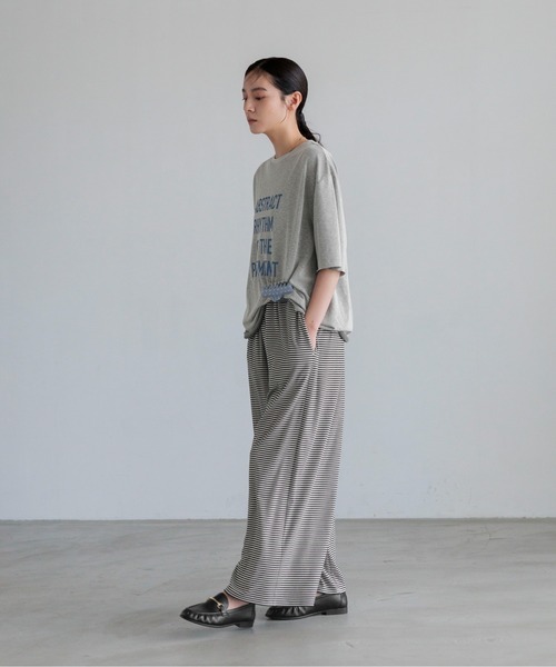 LOWRYS FARM（ローリーズファーム）の「ボーダーカットギャザーパンツ  1056895（その他パンツ・レディース・グレー/ホワイト×ブラック・FREE/SMALL）」の21枚目の写真