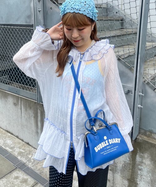 HELLO.SANFRANCISCO(ハローサンフランシスコ)の「【HELLO.SANFRANCISCO】アソート柄フリルシアーパーカー(シャツ/ブラウス・レディース・ホワイト/ブラック/オレンジ・ONE SIZE)」の12枚目の写真