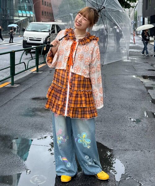 HELLO.SANFRANCISCO(ハローサンフランシスコ)の「【HELLO.SANFRANCISCO】アソート柄フリルシアーパーカー(シャツ/ブラウス・レディース・ホワイト/ブラック/オレンジ・ONE SIZE)」の15枚目の写真