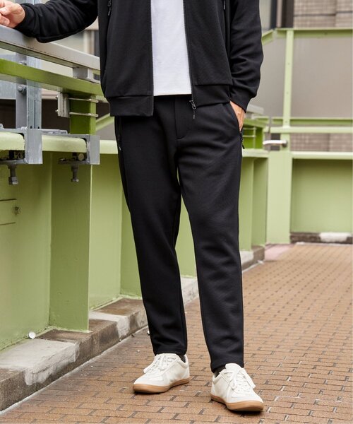 ikka(イッカ)の「ダブルフェイス鹿の子ジップパンツ【セットアップ対応】(その他パンツ・メンズ・グレー系その他/ブラック・S/M/L/XL)」の1枚目の写真