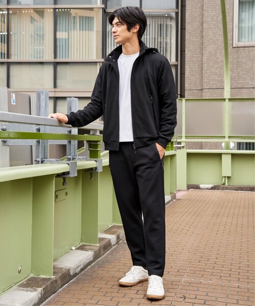 ikka(イッカ)の「ダブルフェイス鹿の子ジップパンツ【セットアップ対応】(その他パンツ・メンズ・グレー系その他/ブラック・S/M/L/XL)」の11枚目の写真