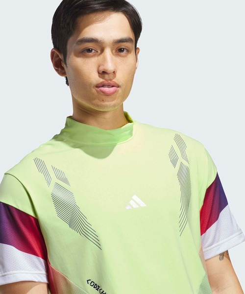 adidas(アディダス)の「コードカオス モックネック 半袖ポロシャツ【adidas Golf/アディダスゴルフ】(ポロシャツ・メンズ・イエロー・SMALL/MEDIUM/LARGE/X-LARGE/XX-LARGE)」の3枚目の写真