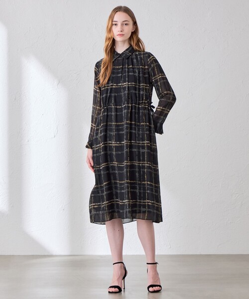 MACKINTOSH LONDON（マッキントッシュ ロンドン）の「チェックプリントワンピース（ワンピース・レディース・ブラック・40/38）」の2枚目の写真