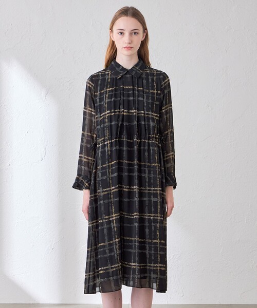 MACKINTOSH LONDON（マッキントッシュ ロンドン）の「チェックプリントワンピース（ワンピース・レディース・ブラック・40/38）」の3枚目の写真