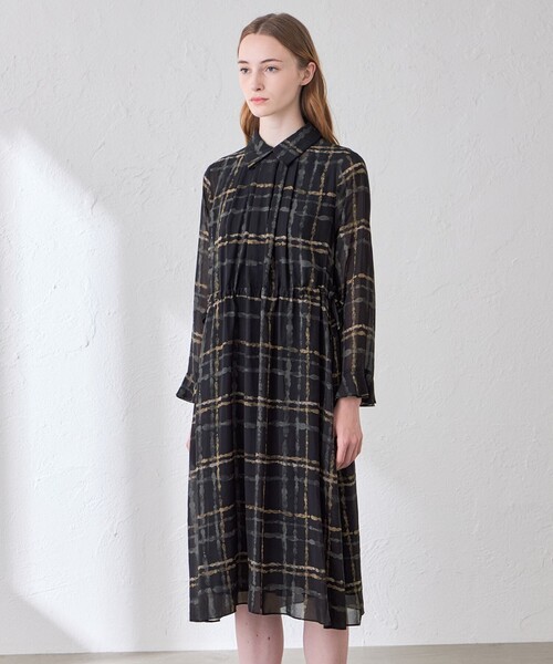 MACKINTOSH LONDON（マッキントッシュ ロンドン）の「チェックプリントワンピース（ワンピース・レディース・ブラック・40/38）」の4枚目の写真