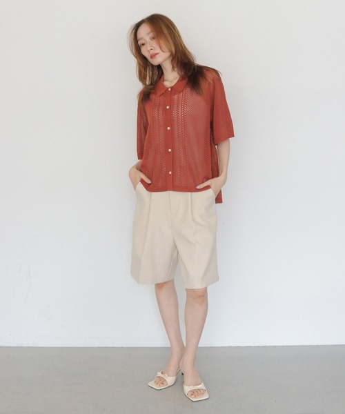CLEIO(クレイオ)の「【CLEIO】透かし編みポロニット OPENWORK POLO KNIT(ニット/セーター・レディース・アイボリー/テラコッタ/カーキ/ブラック・FREE)」の11枚目の写真