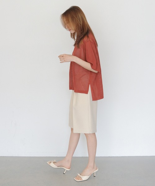 CLEIO(クレイオ)の「【CLEIO】透かし編みポロニット OPENWORK POLO KNIT(ニット/セーター・レディース・アイボリー/テラコッタ/カーキ/ブラック・FREE)」の14枚目の写真