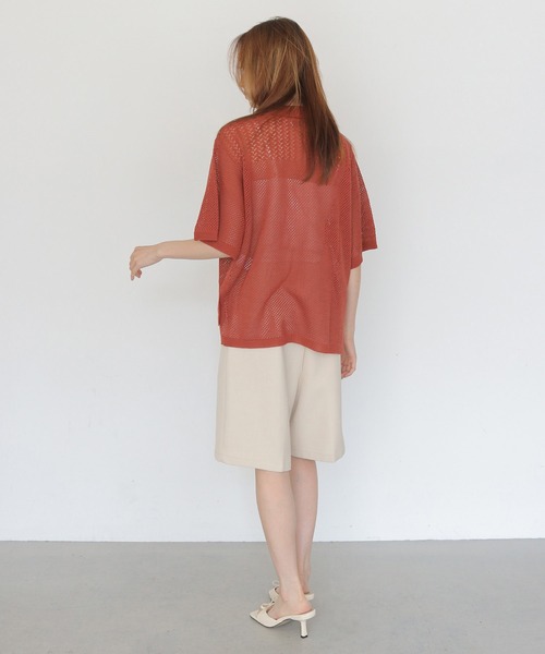 CLEIO(クレイオ)の「【CLEIO】透かし編みポロニット OPENWORK POLO KNIT(ニット/セーター・レディース・アイボリー/テラコッタ/カーキ/ブラック・FREE)」の15枚目の写真