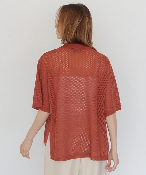 CLEIO(クレイオ)の「【CLEIO】透かし編みポロニット OPENWORK POLO KNIT(ニット/セーター・レディース・アイボリー/テラコッタ/カーキ/ブラック・FREE)」の7枚目の写真