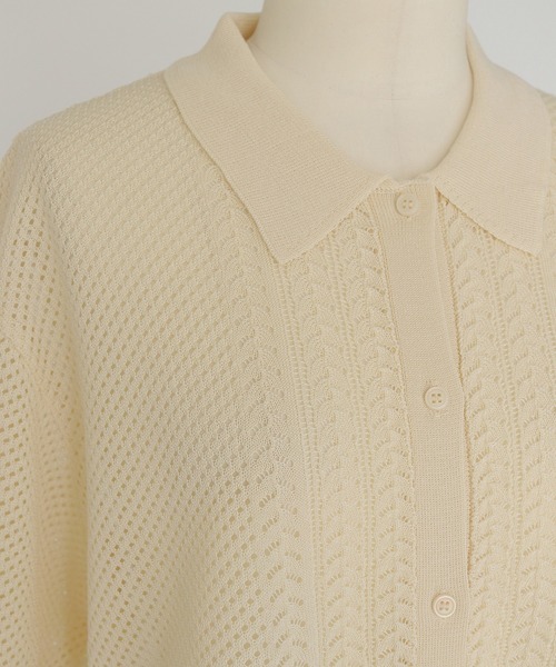 CLEIO(クレイオ)の「【CLEIO】透かし編みポロニット OPENWORK POLO KNIT(ニット/セーター・レディース・アイボリー/テラコッタ/カーキ/ブラック・FREE)」の19枚目の写真