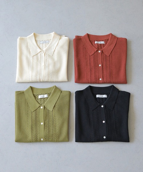 CLEIO(クレイオ)の「【CLEIO】透かし編みポロニット OPENWORK POLO KNIT(ニット/セーター・レディース・アイボリー/テラコッタ/カーキ/ブラック・FREE)」の16枚目の写真