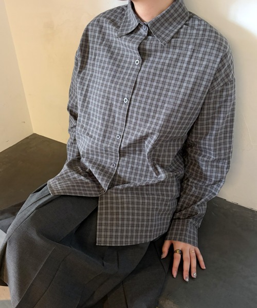 LAC-VERT(ラック・ヴェール)の「バック刺繍オーバーチェックシャツ/冷房対策(シャツ/ブラウス・レディース・グレー/レッド/ブラウン・FREE)」の10枚目の写真