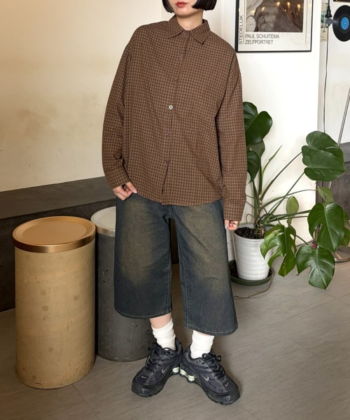 LAC-VERT(ラック・ヴェール)の「バック刺繍オーバーチェックシャツ/冷房対策(シャツ/ブラウス・レディース・グレー/レッド/ブラウン・FREE)」の16枚目の写真