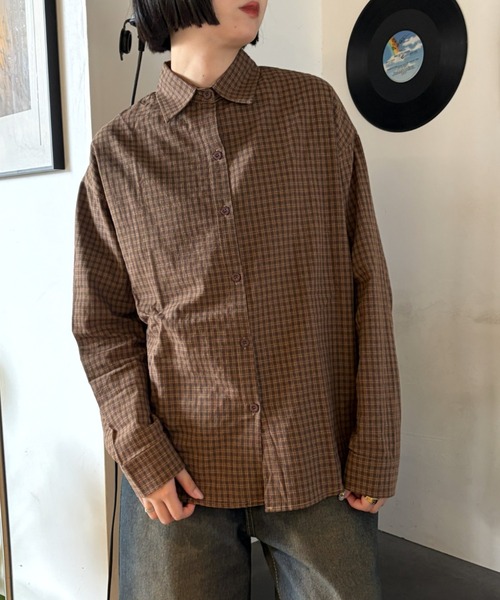 LAC-VERT(ラック・ヴェール)の「バック刺繍オーバーチェックシャツ/冷房対策(シャツ/ブラウス・レディース・グレー/レッド/ブラウン・FREE)」の15枚目の写真